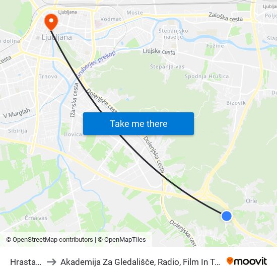 Hrastarija to Akademija Za Gledališče, Radio, Film In Televizijo map