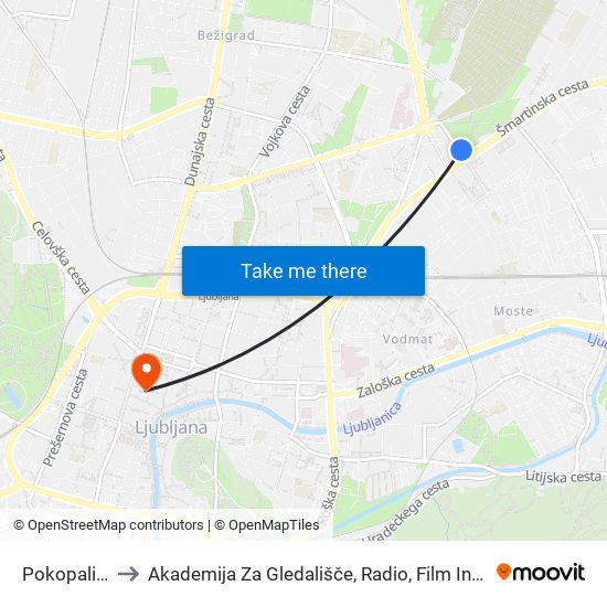 Pokopališka to Akademija Za Gledališče, Radio, Film In Televizijo map