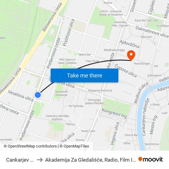 Cankarjev Dom to Akademija Za Gledališče, Radio, Film In Televizijo map