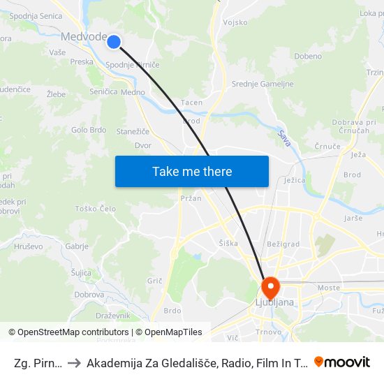 Zg. Pirniče to Akademija Za Gledališče, Radio, Film In Televizijo map