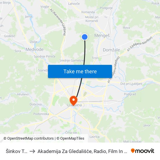 Šinkov Turn to Akademija Za Gledališče, Radio, Film In Televizijo map