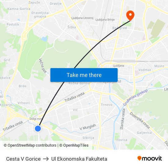 Cesta V Gorice to Ul Ekonomska Fakulteta map