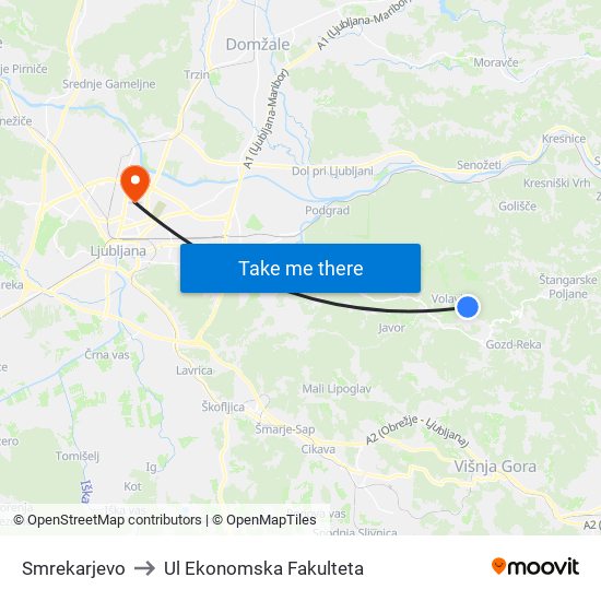 Smrekarjevo to Ul Ekonomska Fakulteta map