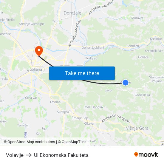 Volavlje to Ul Ekonomska Fakulteta map