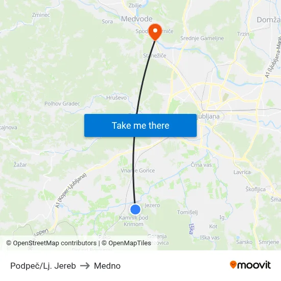 Podpeč/Lj. Jereb to Medno map