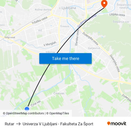 Rutar to Univerza V Ljubljani - Fakulteta Za Šport map