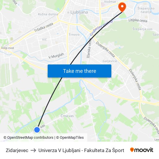 Zidarjevec to Univerza V Ljubljani - Fakulteta Za Šport map