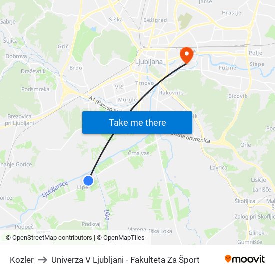 Kozler to Univerza V Ljubljani - Fakulteta Za Šport map