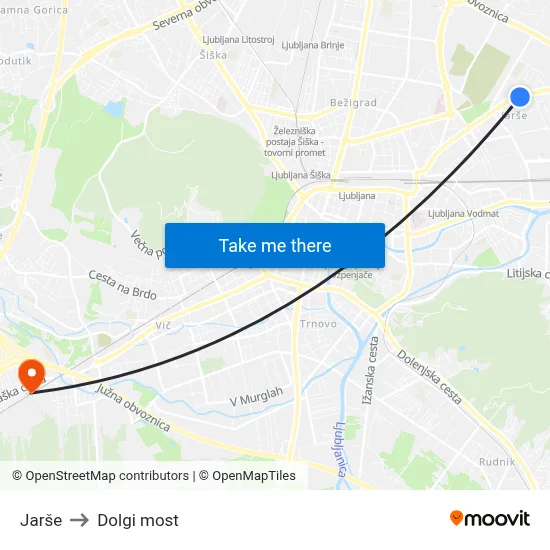 Jarše to Dolgi most map