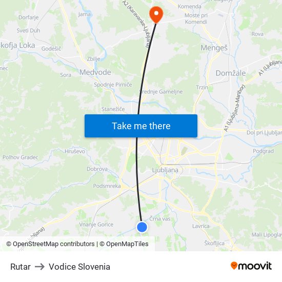 Rutar to Vodice Slovenia map