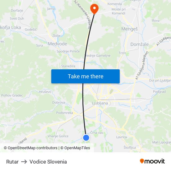 Rutar to Vodice Slovenia map