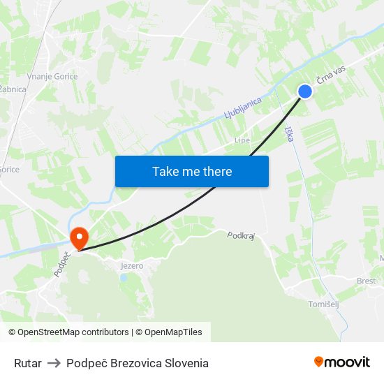 Rutar to Podpeč Brezovica Slovenia map