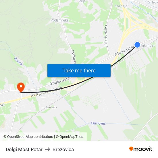 Dolgi Most Rotar to Brezovica map