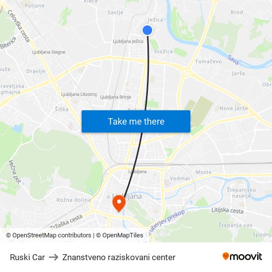 Ruski Car to Znanstveno raziskovani center map