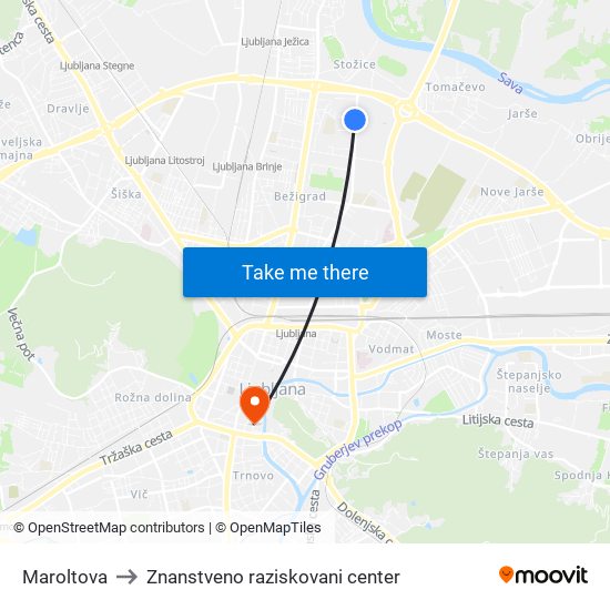 Maroltova to Znanstveno raziskovani center map