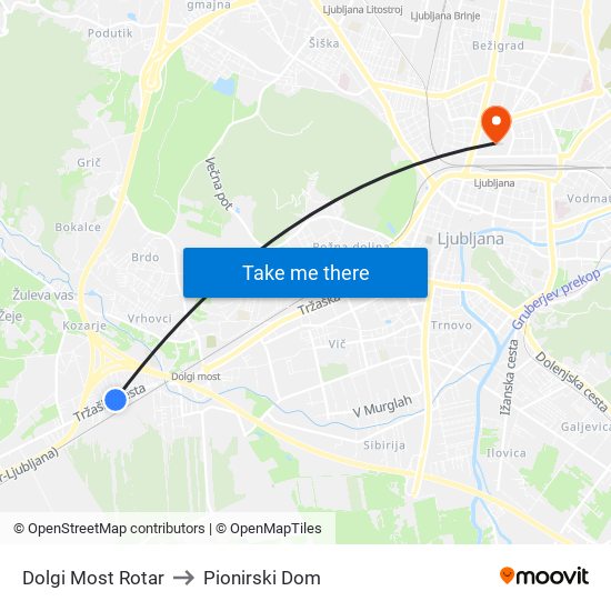 Dolgi Most Rotar to Pionirski Dom map