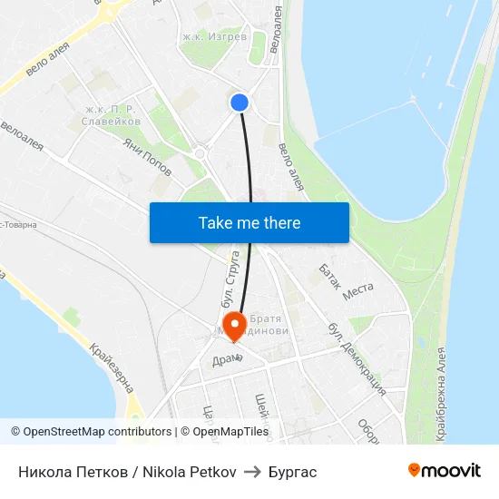 Никола Петков / Nikola Petkov to Бургас map