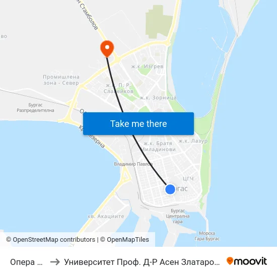Опера / Opera to Университет Проф. Д-Р Асен Златаров Технически Факултет map