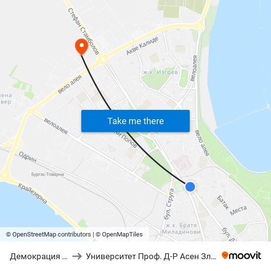 Демокрация / Demokratsia to Университет Проф. Д-Р Асен Златаров Технически Факултет map