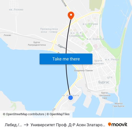 Лебед / Lebed to Университет Проф. Д-Р Асен Златаров Технически Факултет map