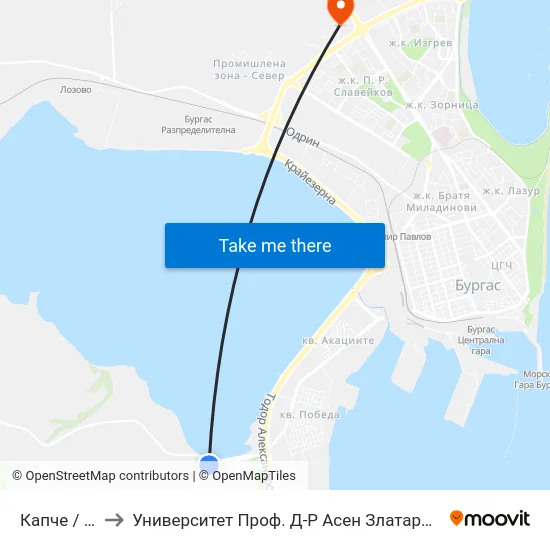Капче / Kapche to Университет Проф. Д-Р Асен Златаров Технически Факултет map