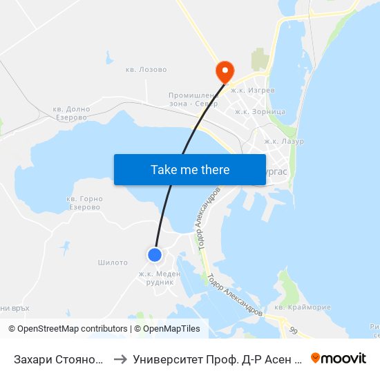 Захари Стоянов / Zahari Stoyanov to Университет Проф. Д-Р Асен Златаров Технически Факултет map