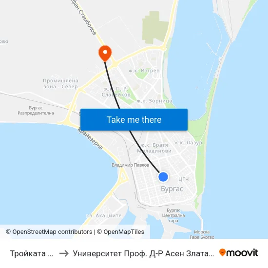 Тройката / Troykata to Университет Проф. Д-Р Асен Златаров Технически Факултет map