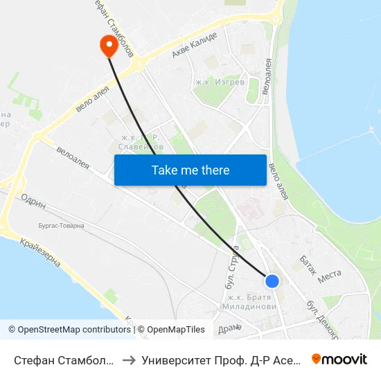 Стефан Стамболов / Stefan Stambolov to Университет Проф. Д-Р Асен Златаров Технически Факултет map