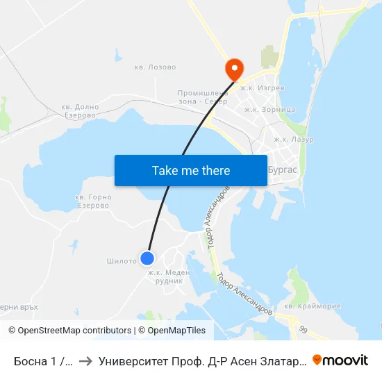 Босна 1 / Bosna 1 to Университет Проф. Д-Р Асен Златаров Технически Факултет map