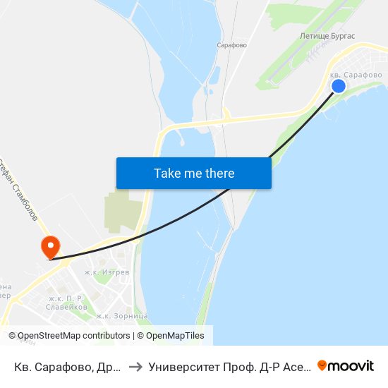 Кв. Сарафово, Драва / Sarafovo Qr, Drava to Университет Проф. Д-Р Асен Златаров Технически Факултет map