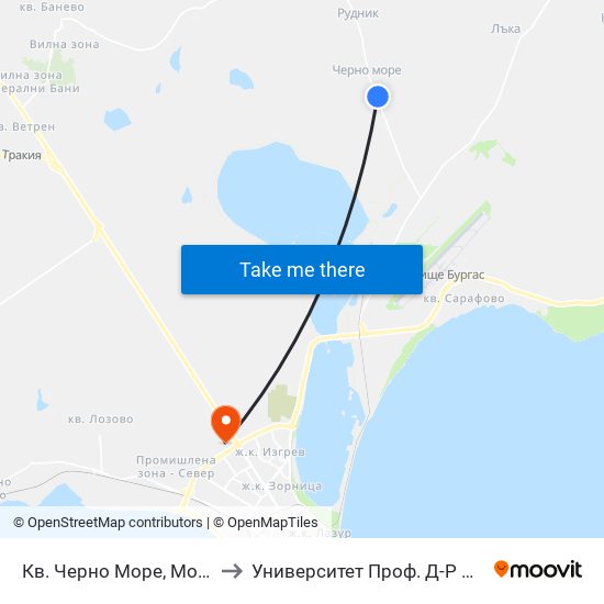 Кв. Черно Море, Морава / Cherno More Qr, Morava to Университет Проф. Д-Р Асен Златаров Технически Факултет map