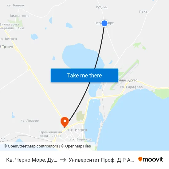 Кв. Черно Море, Дунав / Cherno More Qr, Dunav to Университет Проф. Д-Р Асен Златаров Технически Факултет map
