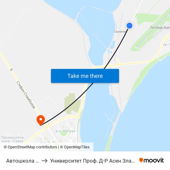 Автошкола / Car Coach to Университет Проф. Д-Р Асен Златаров Технически Факултет map