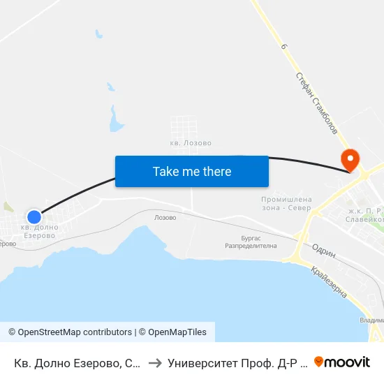 Кв. Долно Езерово, Стадион / Dolno Ezerovo Qr, Stadium to Университет Проф. Д-Р Асен Златаров Технически Факултет map