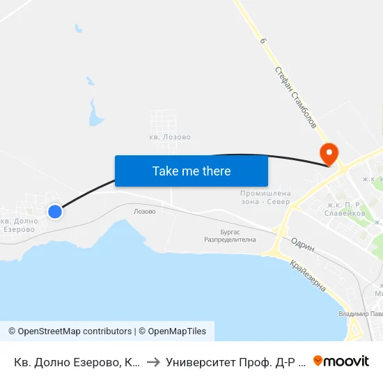Кв. Долно Езерово, Кавакли / Dolno Ezerovo Qr, Kavakli to Университет Проф. Д-Р Асен Златаров Технически Факултет map