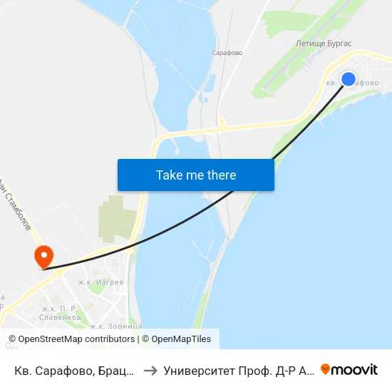 Кв. Сарафово, Брацигово / Sarafovo Qr, Bratsigovo to Университет Проф. Д-Р Асен Златаров Технически Факултет map