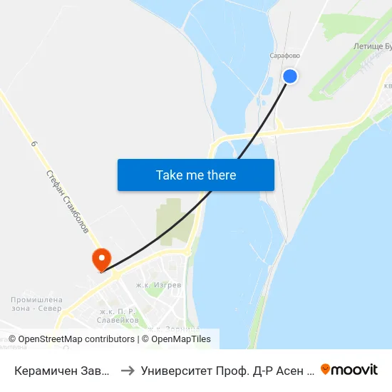 Керамичен Завод / Ceramic Factory to Университет Проф. Д-Р Асен Златаров Технически Факултет map