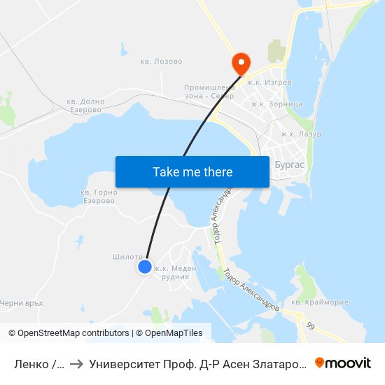 Ленко / Lenko to Университет Проф. Д-Р Асен Златаров Технически Факултет map