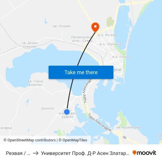 Резвая / Rezvaya to Университет Проф. Д-Р Асен Златаров Технически Факултет map