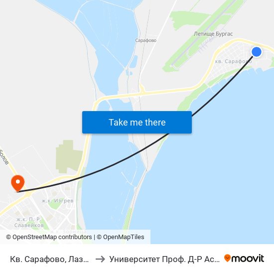 Кв. Сарафово, Лазурна / Sarafovo Qr, Lazurna to Университет Проф. Д-Р Асен Златаров Технически Факултет map