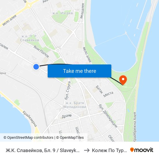 Ж.К. Славейков, Бл. 9 / Slaveykov Qr, Bl. 9 to Колеж По Туризъм map