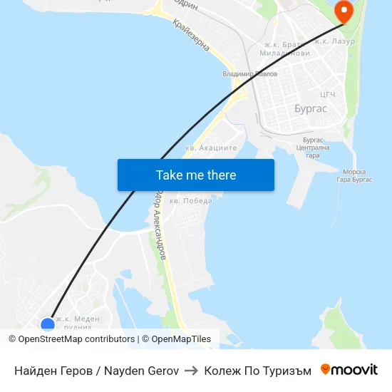 Найден Геров / Nayden Gerov to Колеж По Туризъм map