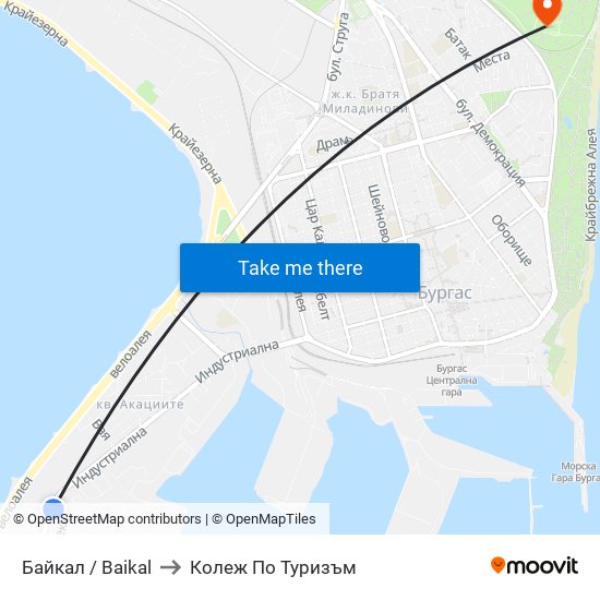 Байкал / Baikal to Колеж По Туризъм map