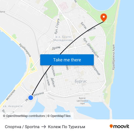 Спортна / Sportna to Колеж По Туризъм map