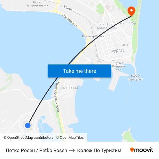 Петко Росен / Petko Rosen to Колеж По Туризъм map