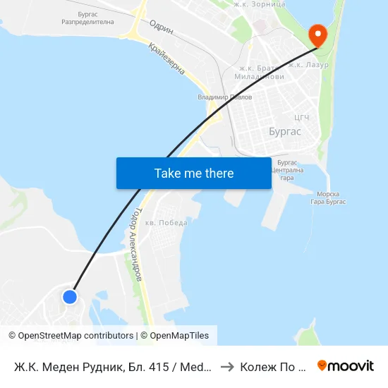 Ж.К. Меден Рудник, Бл. 415 / Meden Rudnik Qr, Bl. 415 to Колеж По Туризъм map