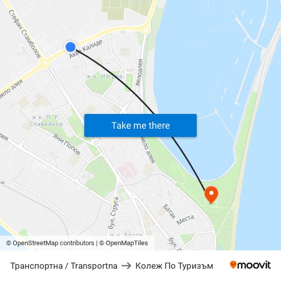 Транспортна / Transportna to Колеж По Туризъм map