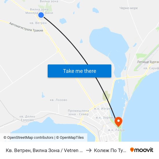 Кв. Ветрен, Вилна Зона / Vetren Qr, Villa Zone to Колеж По Туризъм map