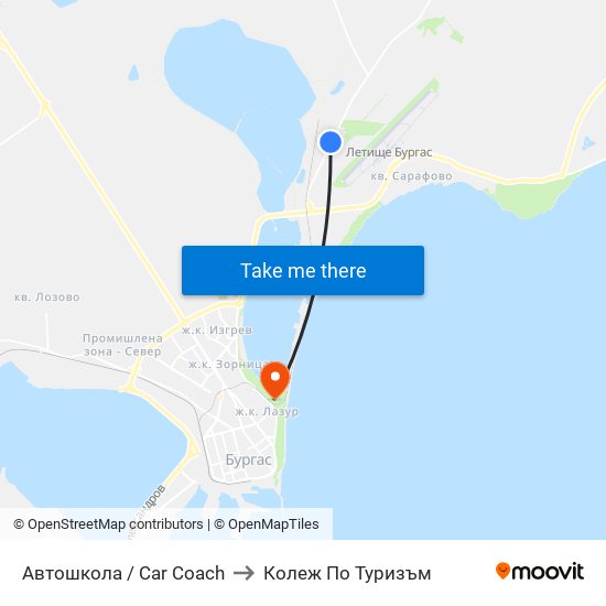 Автошкола / Car Coach to Колеж По Туризъм map