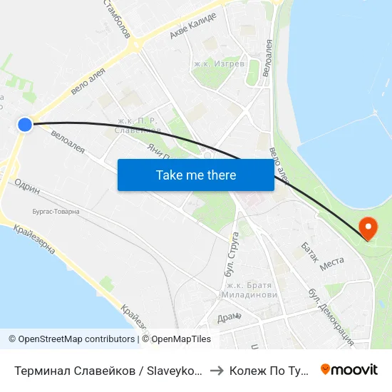 Терминал Славейков / Slaveykov Terminus to Колеж По Туризъм map